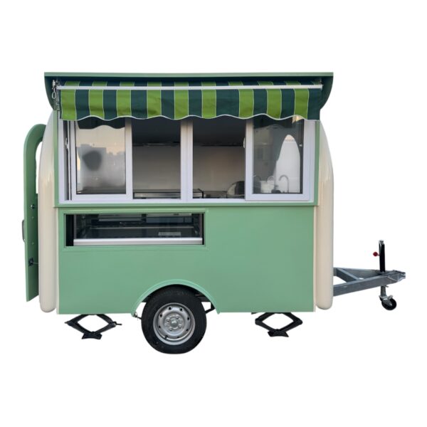 Towable Mint Green Curved Food Concession Trailer | Arc-Style Vendor Cart for Markets & Events